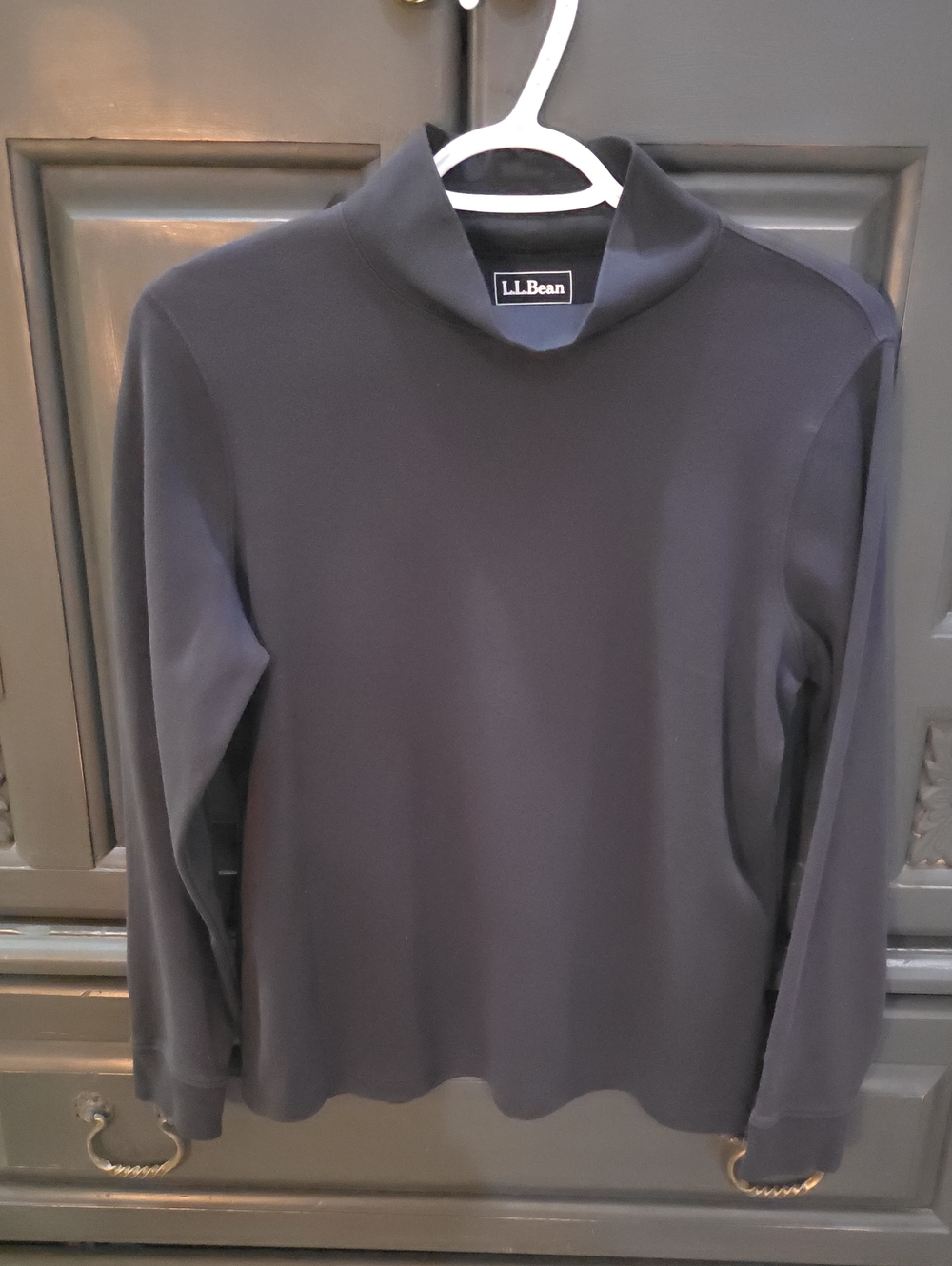 L.L. Bean Womens Layering Black Long-Sleeve Mock Neck Cotton Knit Top Classic